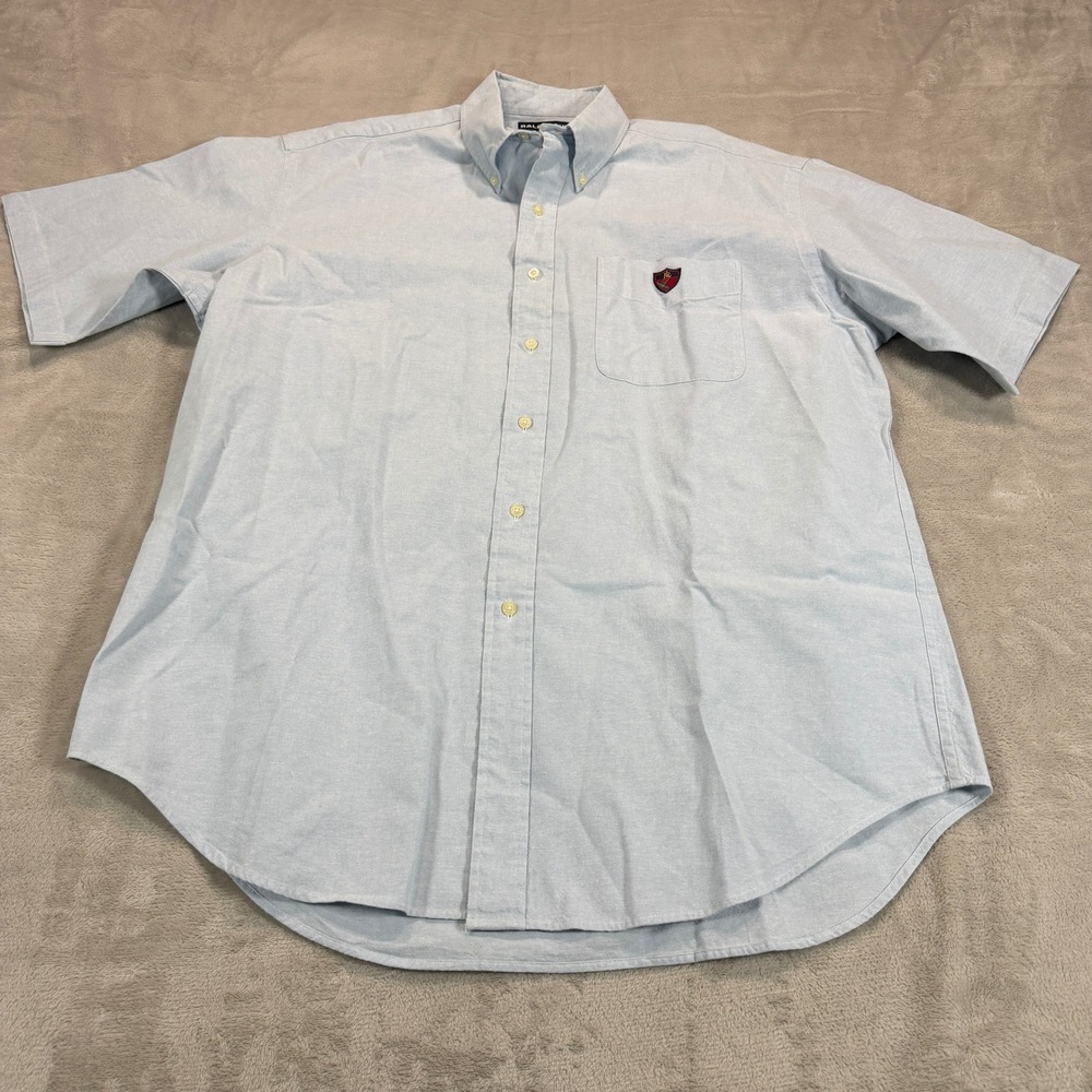Ralph Lauren Golf Tilden Shirt Mens Large Blue Short Sleeve Crest Oxford Cotton
